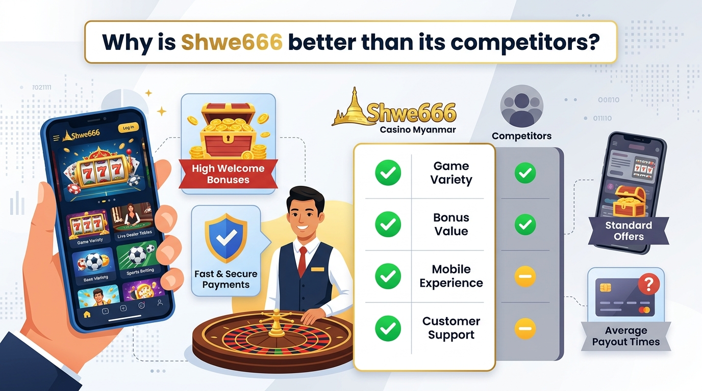 Shwe666 casino Myanmar သည် ပြိုင်ဘက်များနှင့် နှိုင်းယှဉ်လျှင် အဘယ်ကြောင့် ပိုကောင်းသနည်း။