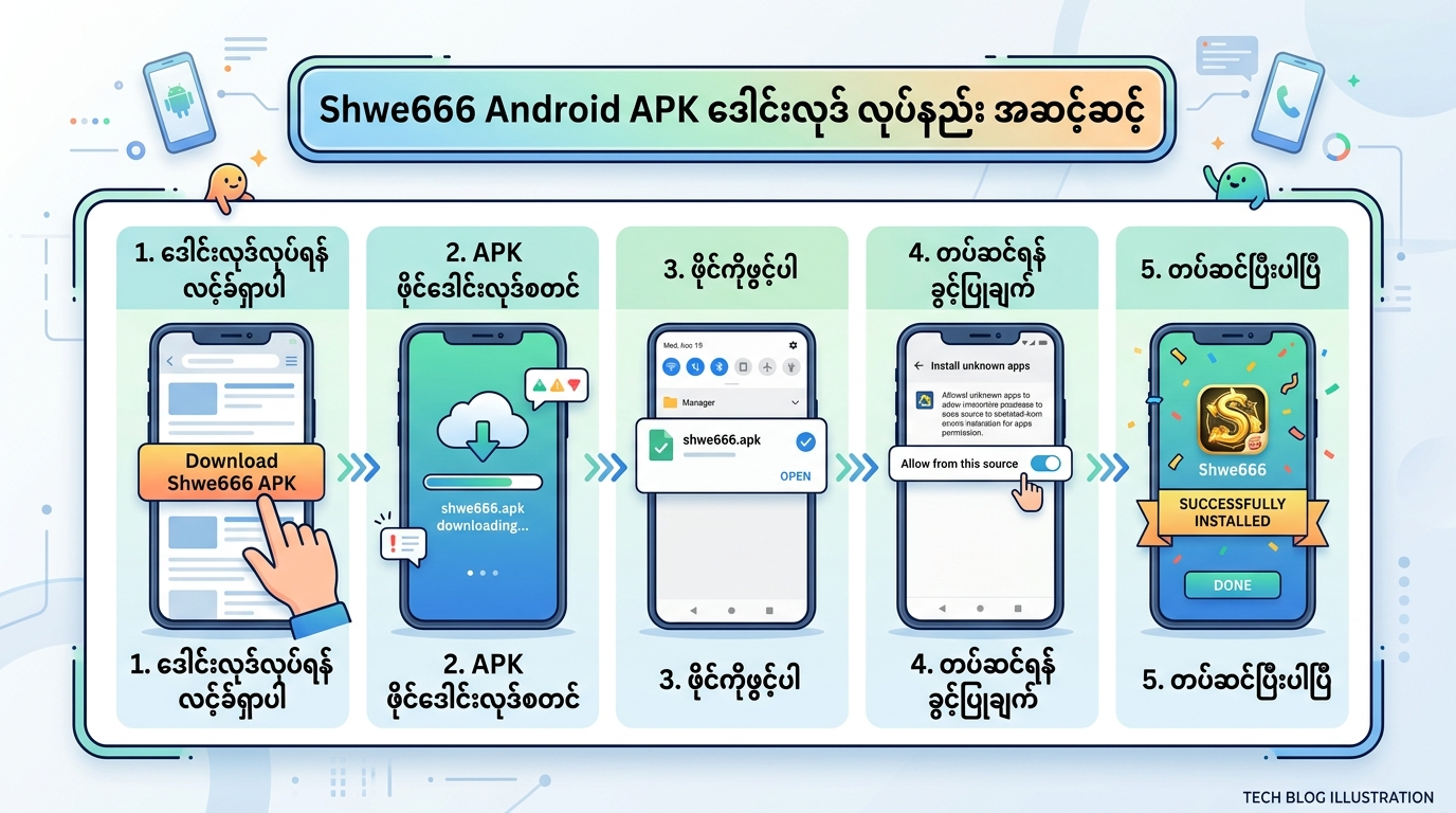 Shwe666 download Android APK ဒေါင်းလုဒ် လုပ်နည်း အဆင့်ဆင့်