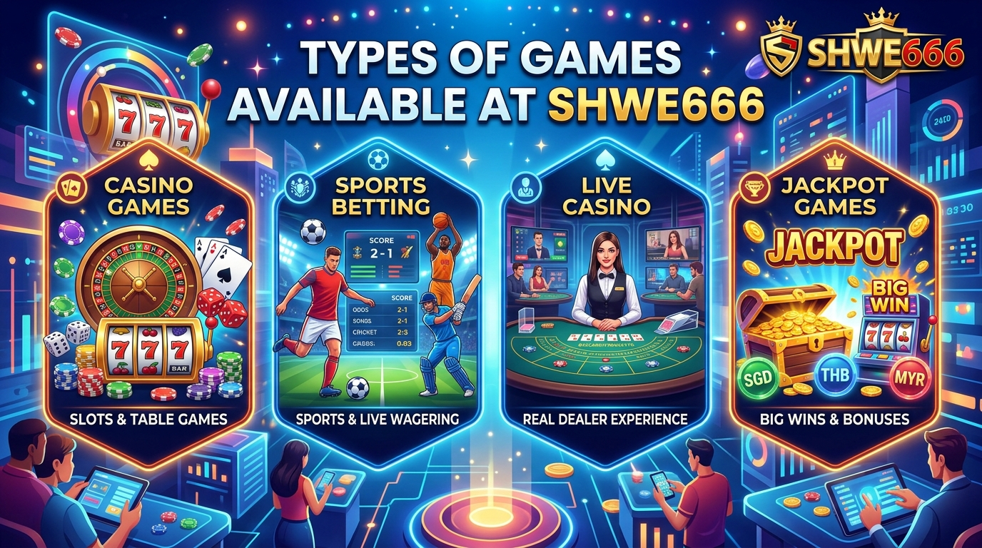 SHWE666 မှာ ရနိုင်တဲ့ shwe666 online games အမျိုးအစားများ